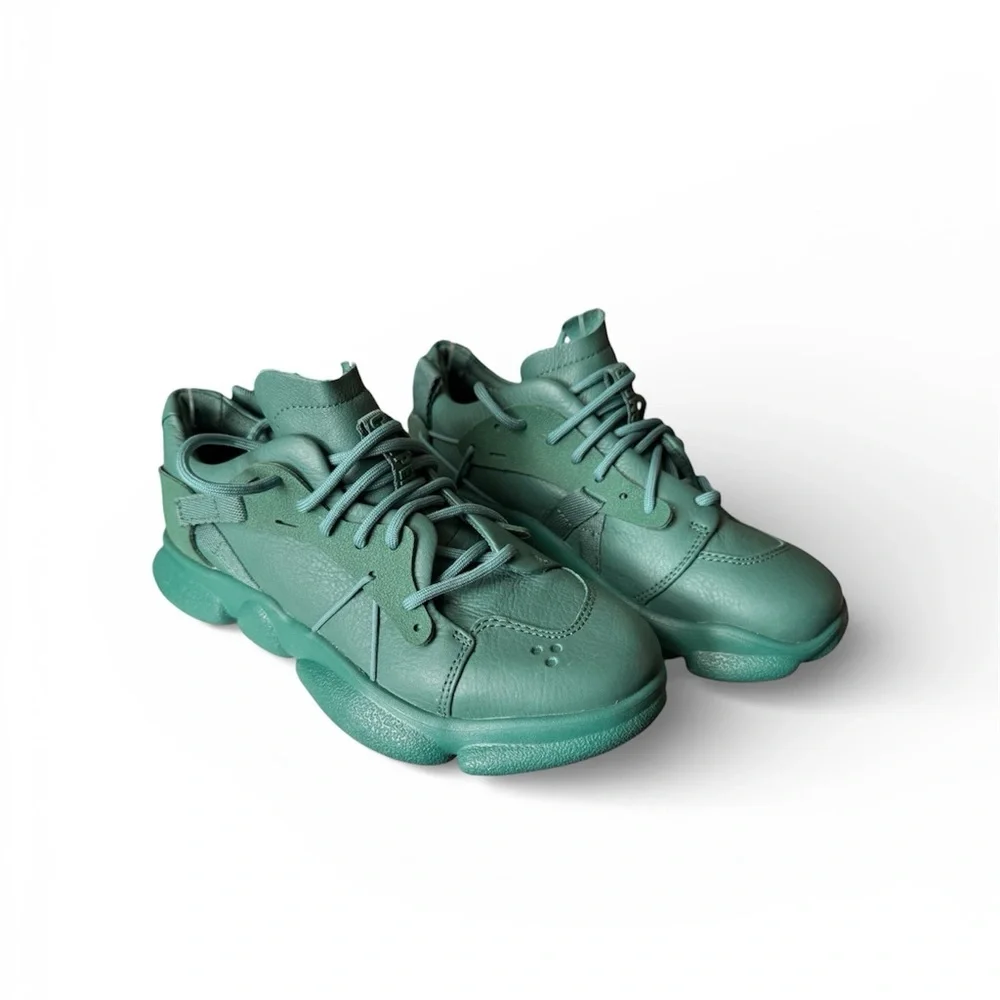 Camper Karst Green Teal Leather Sneakers Chunky Organic Sole Deadstock NWOT